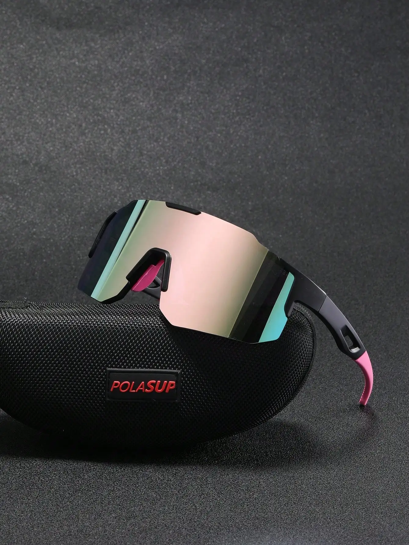 Unisex Shield-Style Sport Sunglasses with Pink Temples & Gradient Mirror Lens, Includes EVA Case
Unisex Shield-Style Sport Sunglasses with Pink Temples & Gradient Mirror Lens, Includes EVA Case