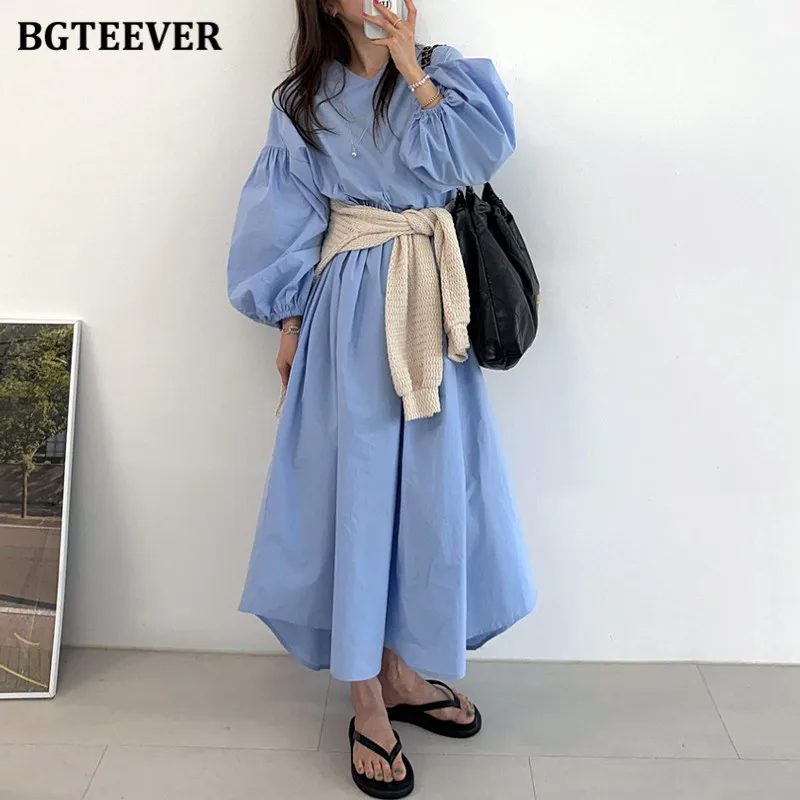 BGTEEVER Stylish O-neck Loose Women Mid-Length Dress Autumn Lantern Sleeve Female A-line Dress
BGTEEVER Stylish O-neck Loose Women Mid-Length Dress Autumn Lantern Sleeve Female A-line Dress
