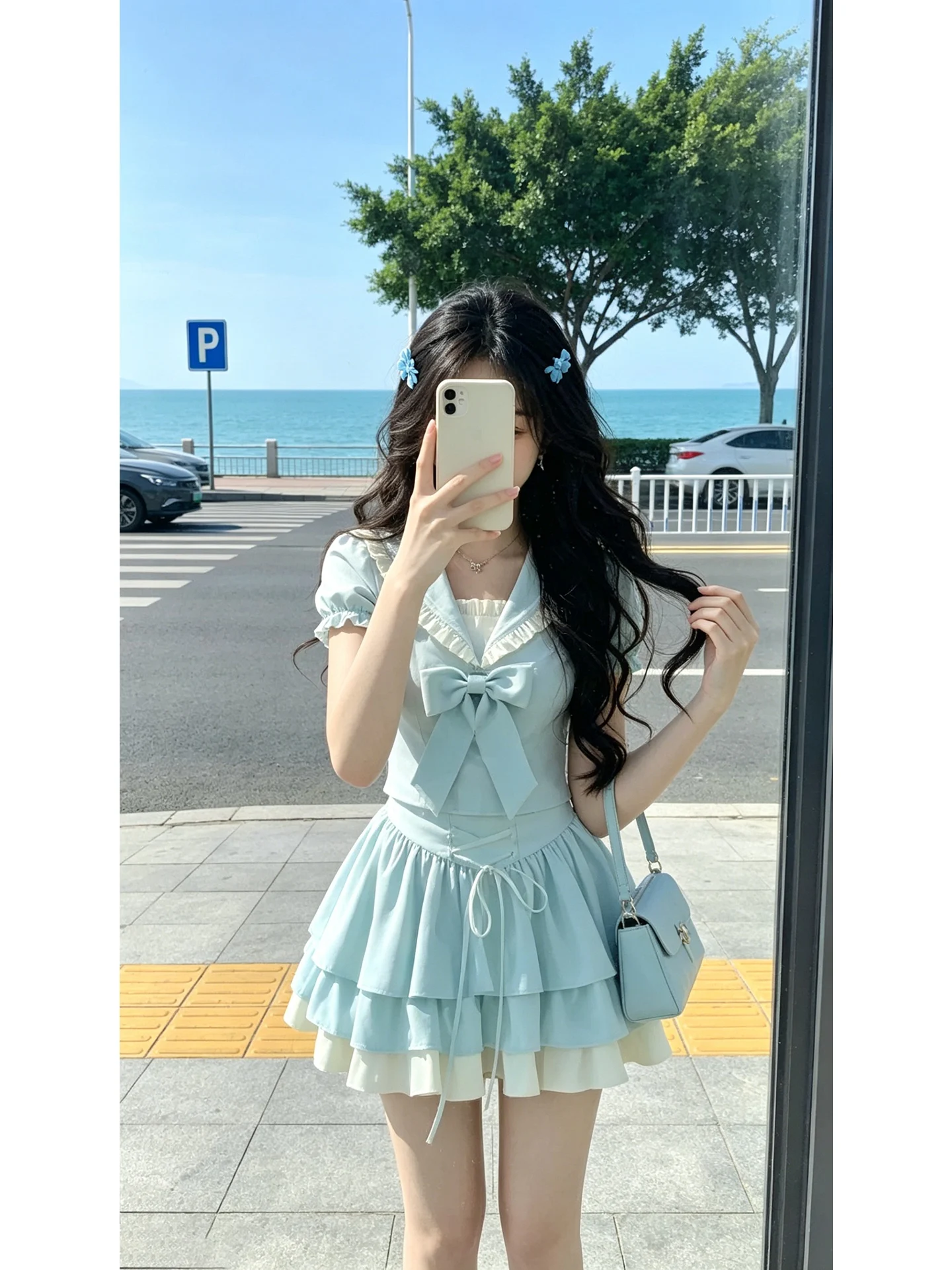 Elegant High Waist Cake Skirt And Bubble Sleeve Top with Knot Two Piece Set for Young Women Summer Fashion Outfit
Elegant High Waist Cake Skirt And Bubble Sleeve Top with Knot Two Piece Set for Young Women Summer Fashion Outfit