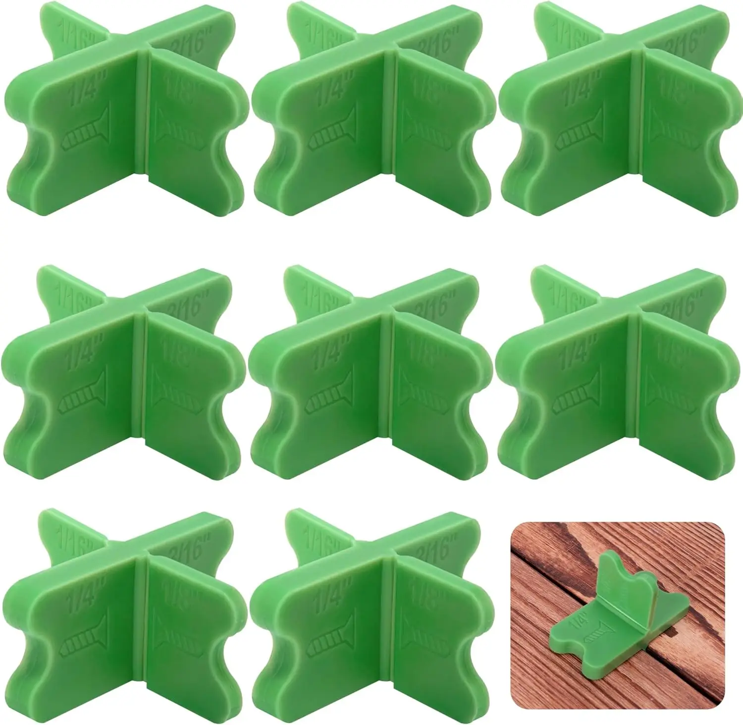 4/8 Pcs ABS Deck Spacer Tool 4 Thicknesses Deck Board Spacers 1/16", 1/8", 3/16", 1/4"for Pressure Treated Composite Decking
4/8 Pcs ABS Deck Spacer Tool 4 Thicknesses Deck Board Spacers 1/16", 1/8", 3/16", 1/4"for Pressure Treated Composite Decking