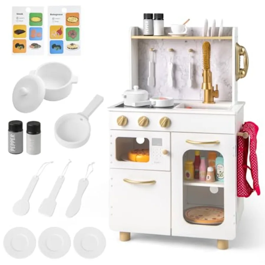 Kitchen Playset, Toddler Wooden Pretend Cooking Set with Telephone Stove Microwave Storage Cabinet, Play Kitchen Toy Set with T
Kitchen Playset, Toddler Wooden Pretend Cooking Set with Telephone Stove Microwave Storage Cabinet, Play Kitchen Toy Set with T