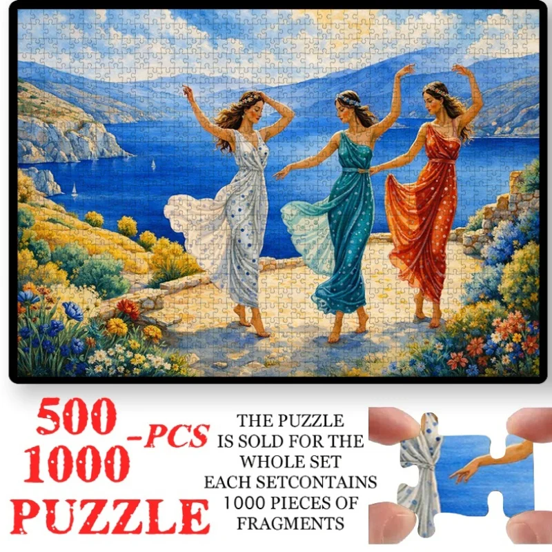500/1000pcs Large Cardboard Puzzle | Three Women Dancing by the Sea, Ideal for Living Room Decor, Bedroom Arrangement, Study D
500/1000pcs Large Cardboard Puzzle | Three Women Dancing by the Sea, Ideal for Living Room Decor, Bedroom Arrangement, Study D