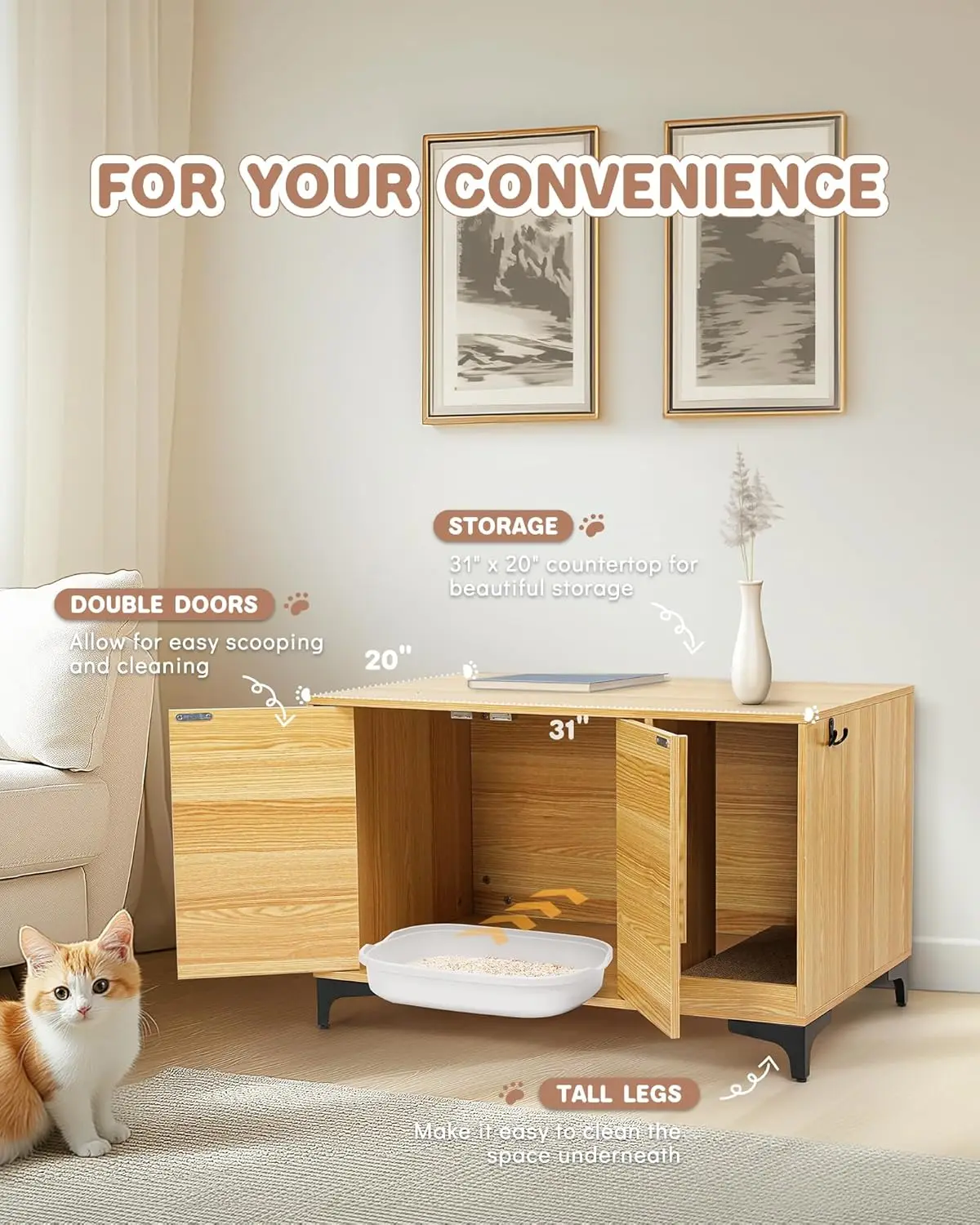 Cat Litter Box Enclosure,Stylish Hidden Litter Box Furniture, Modern Cat Litter Furniture Cabinet, Side End Table
Cat Litter Box Enclosure,Stylish Hidden Litter Box Furniture, Modern Cat Litter Furniture Cabinet, Side End Table