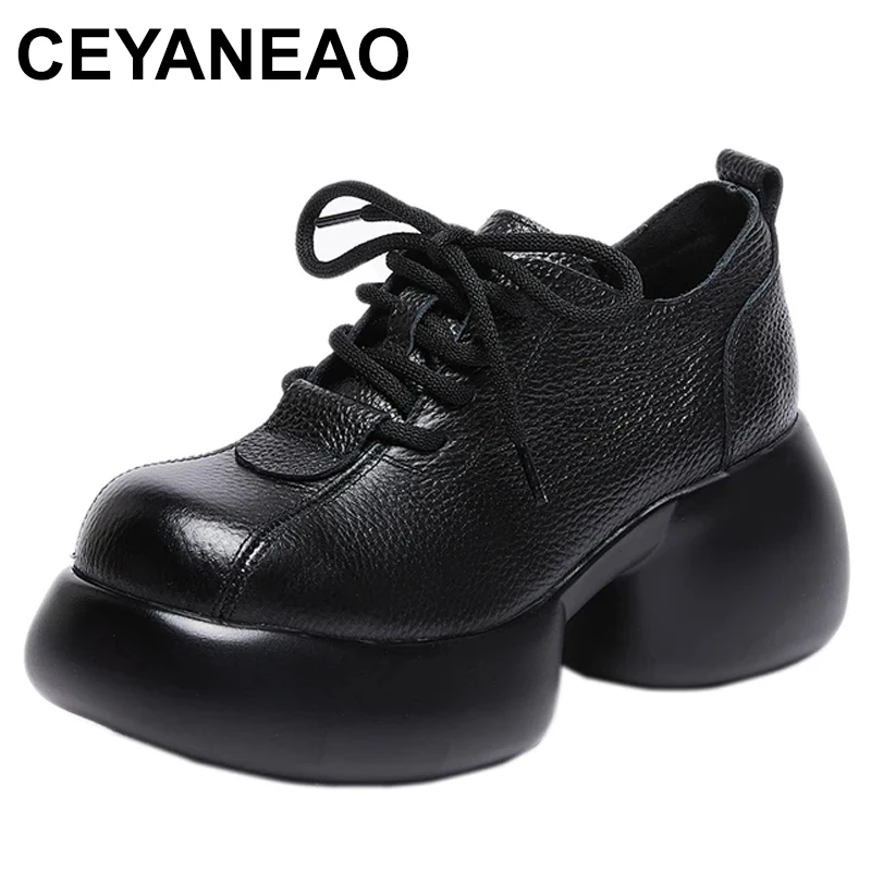 Spring New Genuine Leather Pumps Thick Soled Women Shoes Retro Comfortable Round Toe Wedges Platform Shoes
Spring New Genuine Leather Pumps Thick Soled Women Shoes Retro Comfortable Round Toe Wedges Platform Shoes