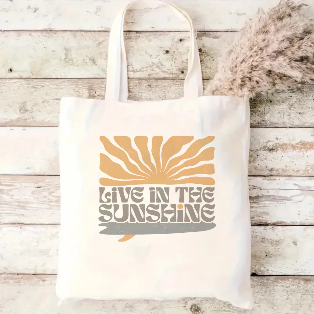 Live In The Sunshine Canvas Tote Bag Retro Sun Graphic Beach Shoulder Handbag
Live In The Sunshine Canvas Tote Bag Retro Sun Graphic Beach Shoulder Handbag
