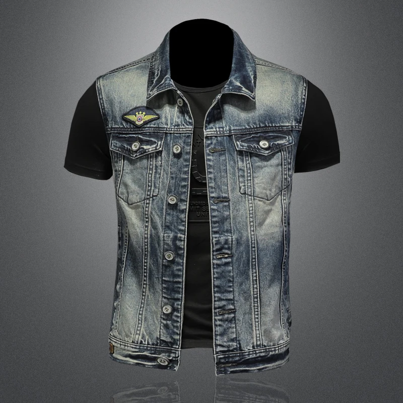 American Casual Denim Vest Summer Thin Men's Trendy Vintage Slim Fit Tank Top Workwear Svel oulder Pad
American Casual Denim Vest Summer Thin Men's Trendy Vintage Slim Fit Tank Top Workwear Svel oulder Pad