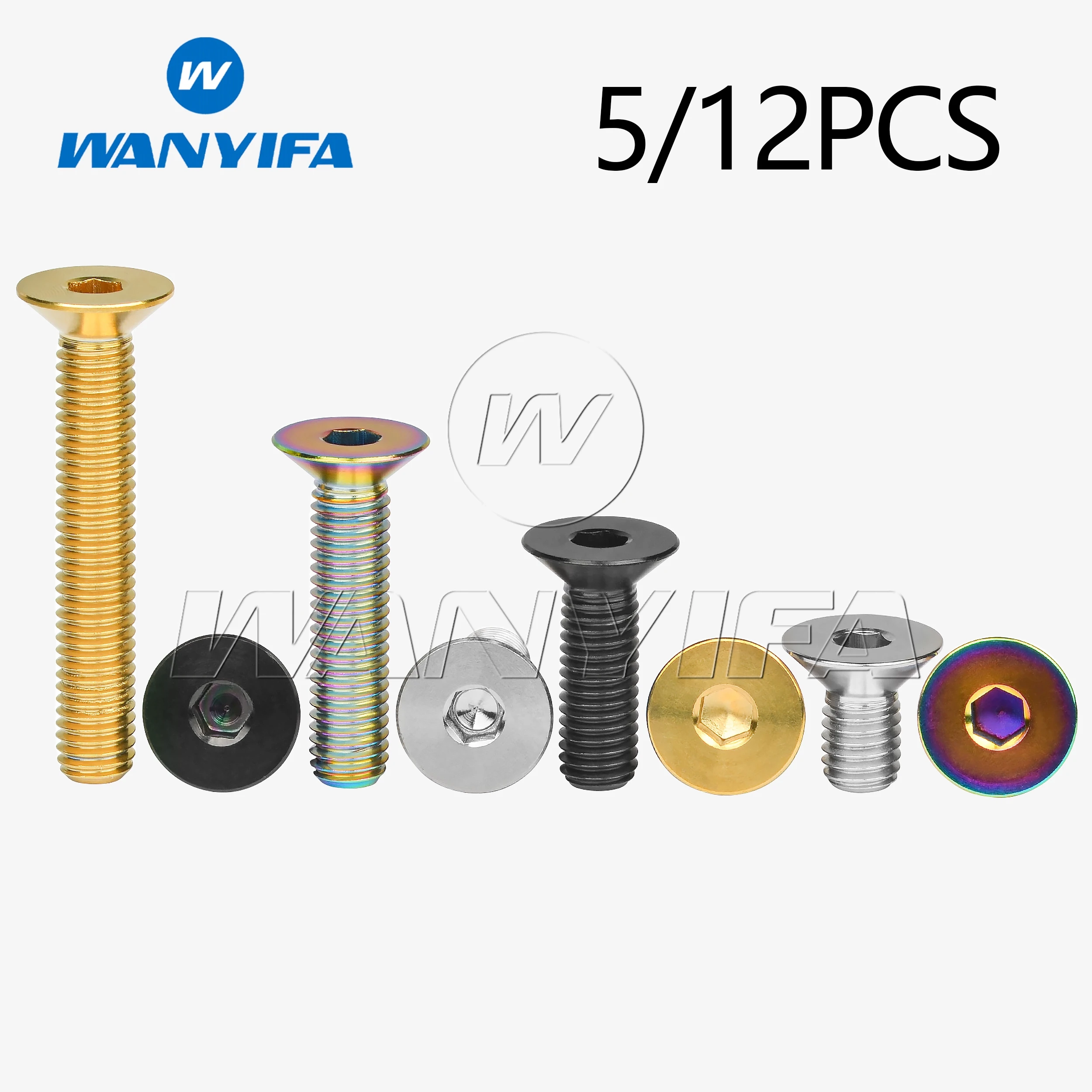 Wanyifa Titanium Ti Bolts M8x15 20 25 30 35 40 45 50 60 65mm Countersunk Hex Head Screws 5/12PCS
Wanyifa Titanium Ti Bolts M8x15 20 25 30 35 40 45 50 60 65mm Countersunk Hex Head Screws 5/12PCS