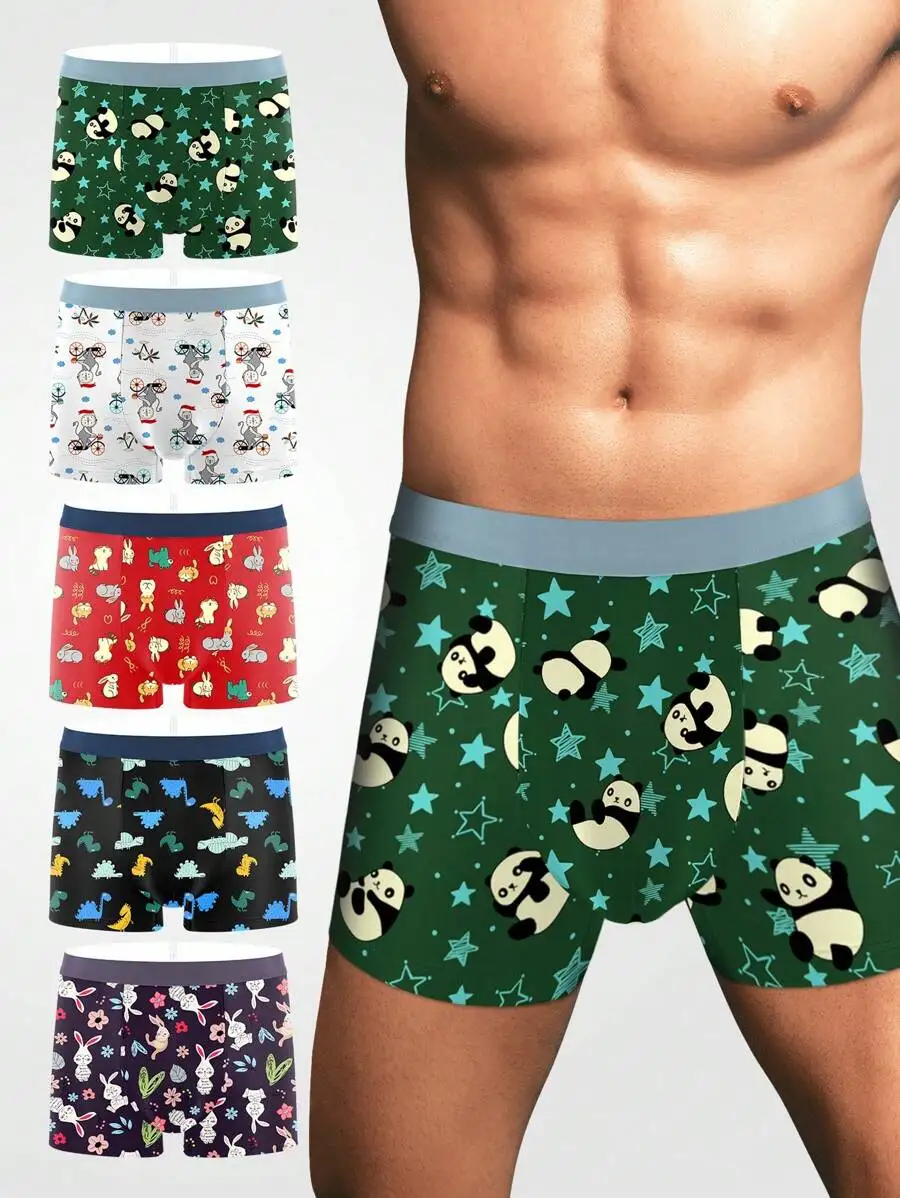 Men 5pcs Cartoon Print Boxer Shorts Cotton Blend Comfortable Underwear
Men 5pcs Cartoon Print Boxer Shorts Cotton Blend Comfortable Underwear
