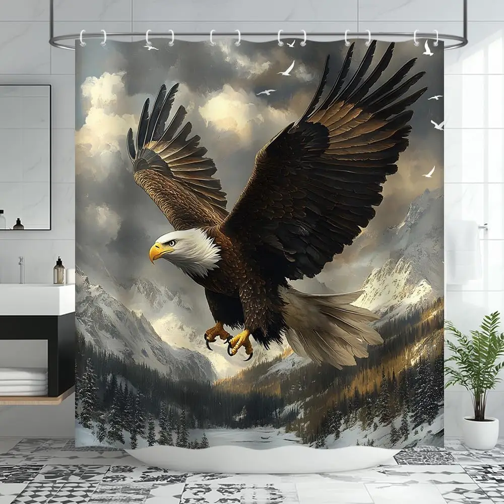 Eagle Shower Curtain Flying Eagle Powerful Bird Forest Snowy Mountain Nature Landscape Fabric Bathroom Decor Curtain with Hooks
Eagle Shower Curtain Flying Eagle Powerful Bird Forest Snowy Mountain Nature Landscape Fabric Bathroom Decor Curtain with Hooks