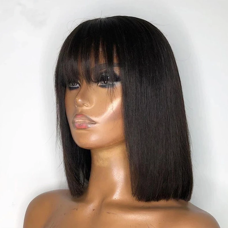 Fringe Straight Short Bob Wigs 180% Density #1 Natural Black Brazilian Virgin Hair Full Machine Made Wig 100% Human Hair Wigs
Fringe Straight Short Bob Wigs 180% Density #1 Natural Black Brazilian Virgin Hair Full Machine Made Wig 100% Human Hair Wigs