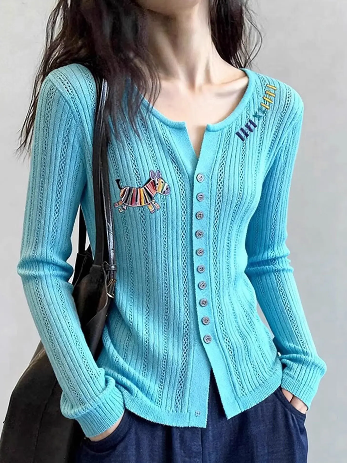 Korean Style Long Sleeve Knitted Top Embroidered Slim Fit Single Button Base Shirt Trendy Fashionable Commute Wind Animal Pat...
Korean Style Long Sleeve Knitted Top Embroidered Slim Fit Single Button Base Shirt Trendy Fashionable Commute Wind Animal Pat...