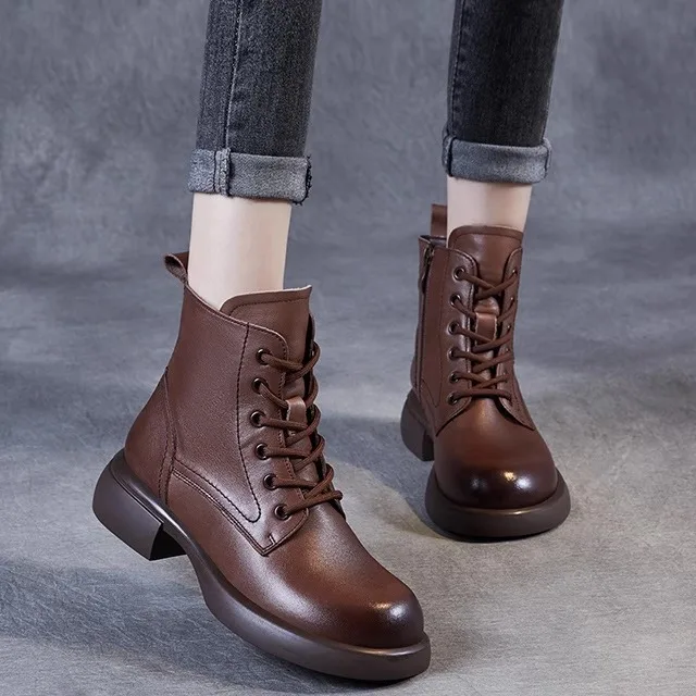 Women's Thick Bottom Boots Short Tube Leather Shoes Buckle All Matched round Head mid Heel Rubber Sole Booties
Women's Thick Bottom Boots Short Tube Leather Shoes Buckle All Matched round Head mid Heel Rubber Sole Booties