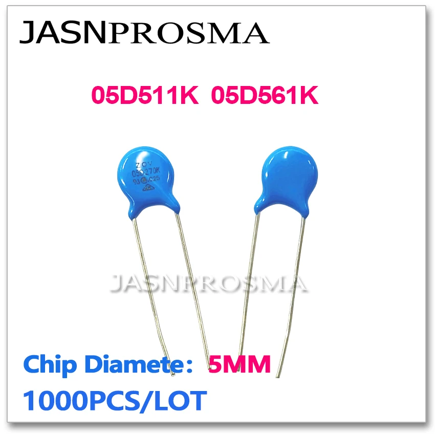JASNPROSMA 05D511K 05D561K 5MM 1000PCS 510V 560V Varistor resistor 5D511K 5D561K ZOV piezoresistor
JASNPROSMA 05D511K 05D561K 5MM 1000PCS 510V 560V Varistor resistor 5D511K 5D561K ZOV piezoresistor