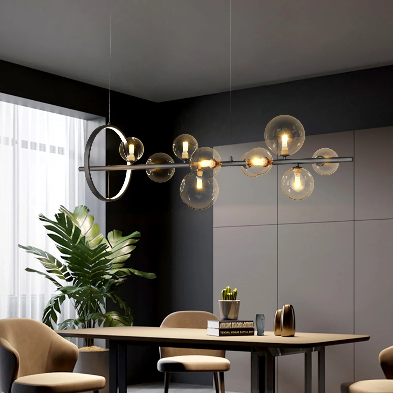 REVEN Modern Nordic Dimmable Ceiling Light Chandelier black Circular Glass Three-Color Change for Living Hotel Kitchen Island
REVEN Modern Nordic Dimmable Ceiling Light Chandelier black Circular Glass Three-Color Change for Living Hotel Kitchen Island