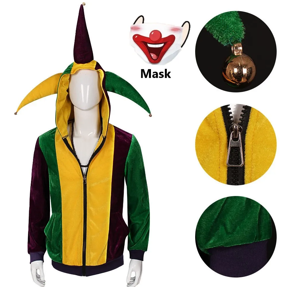 Mardi Gras Clown Cosplay Costumes Green Hoodies Joker Top Hat Accessories Suit Saint Patrick Holiday Halloween Party Costume
Mardi Gras Clown Cosplay Costumes Green Hoodies Joker Top Hat Accessories Suit Saint Patrick Holiday Halloween Party Costume