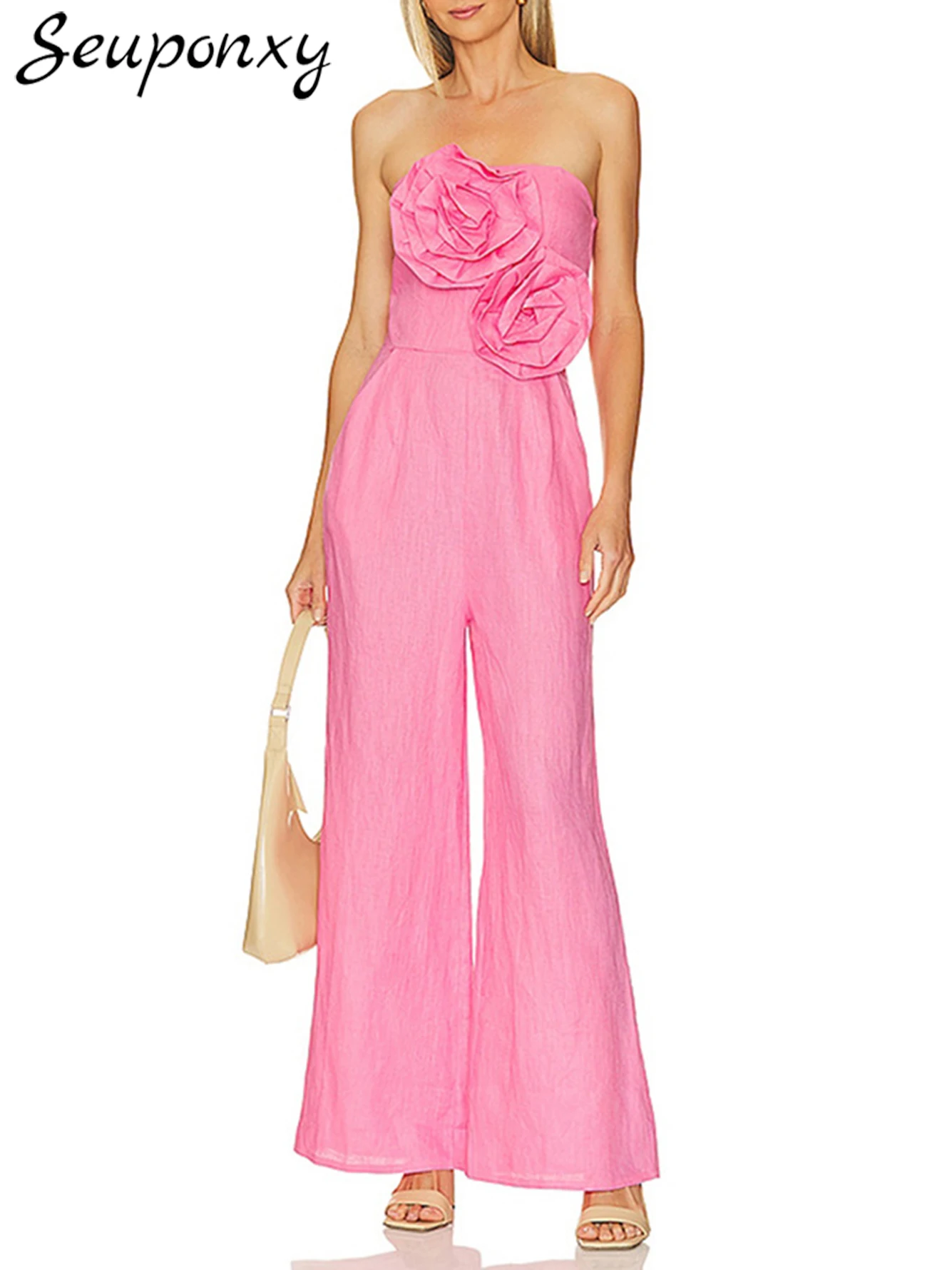 High Quality 2024 New Summer Women'S Rose Red Strange Jumpsuit Sexy Strapless Backless Pocket 3D Flower Celebrity Party Jumpsuit
High Quality 2024 New Summer Women'S Rose Red Strange Jumpsuit Sexy Strapless Backless Pocket 3D Flower Celebrity Party Jumpsuit