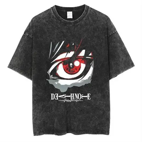 Japanese Anime Retro T-shirt Death Note Washed T-shirt Top Oversized T-shirt Millennium Clothing Short Sleeves for Men and Women 
Japanese Anime Retro T-shirt Death Note Washed T-shirt Top Oversized T-shirt Millennium Clothing Short Sleeves for Men and Women