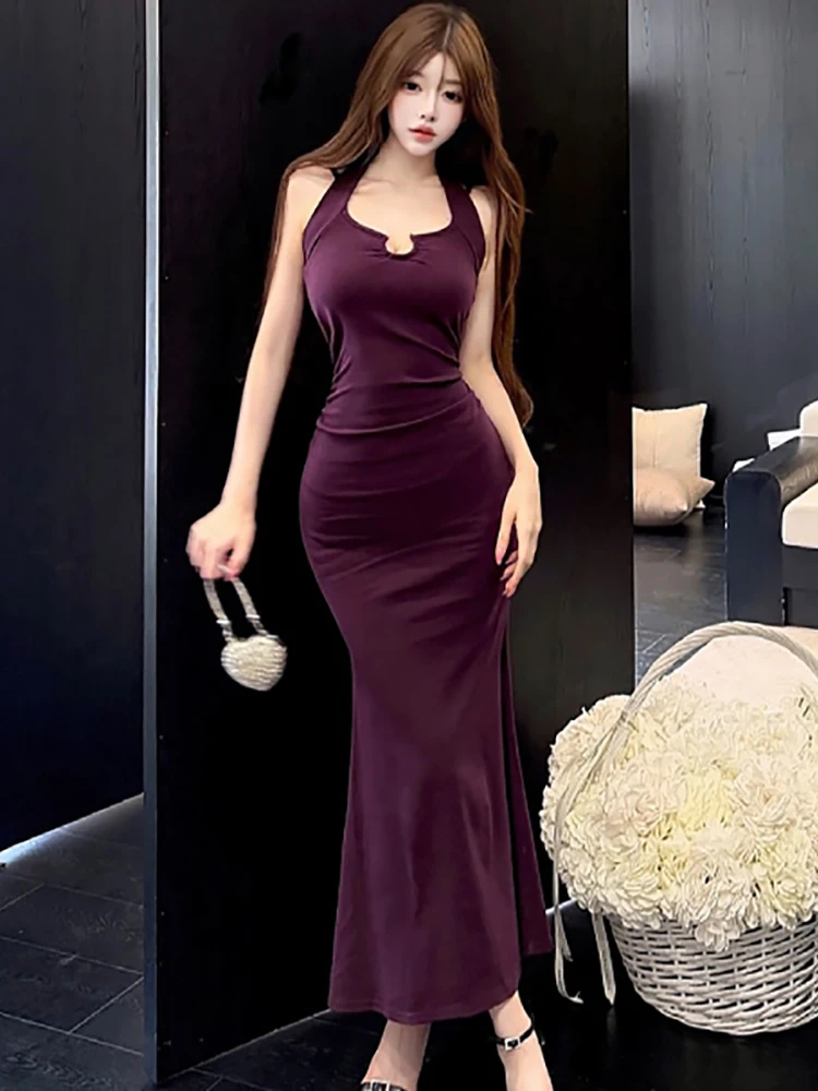 Summer Purple Chic Diamonds Chain Sling Long Dress 2026 Korean Vintage Luxury Evening Dress Women Elegant Bodycon Festival Dress
Summer Purple Chic Diamonds Chain Sling Long Dress 2026 Korean Vintage Luxury Evening Dress Women Elegant Bodycon Festival Dress