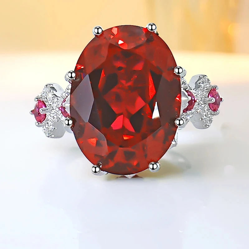 Fashionable 925 sterling silver red treasure pigeon egg ring set with high carbon diamond temperament wedding jewelry
Fashionable 925 sterling silver red treasure pigeon egg ring set with high carbon diamond temperament wedding jewelry