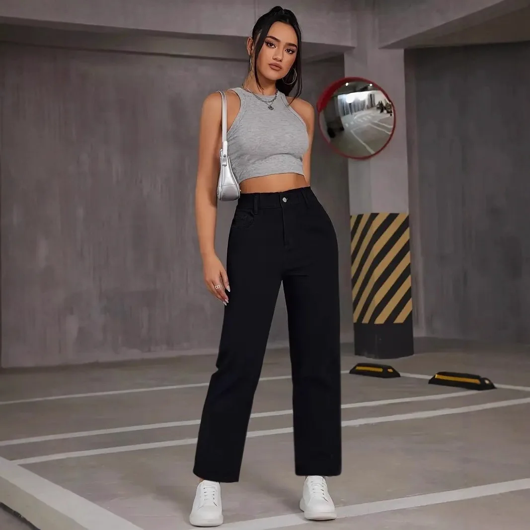 Женские повседневные модные однотонные облегающие джинсы с высокой талией, женские джинсы Европы и Америки
Женские повседневные модные однотонные облегающие джинсы с высокой талией, женские джинсы Европы и Америки