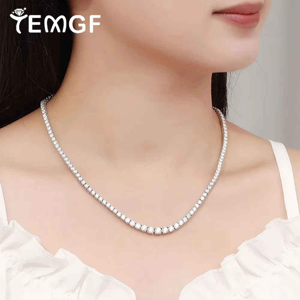 TEMGF Gradient Sized Moissanite Necklace 925 Silver Simple Single Row Collarbone Chain for Women Sparkling Luxury Jewelry Gifts
TEMGF Gradient Sized Moissanite Necklace 925 Silver Simple Single Row Collarbone Chain for Women Sparkling Luxury Jewelry Gifts