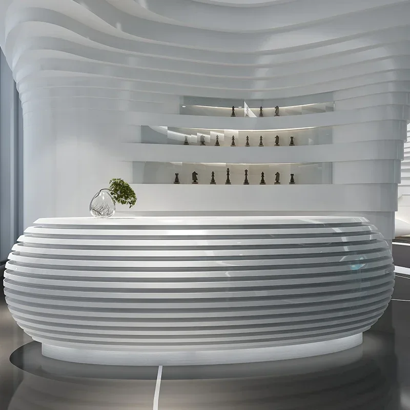 Custom Modern Front Counter Hotel Salon Spa White Reception Desk Beauty Salon for Sale
Custom Modern Front Counter Hotel Salon Spa White Reception Desk Beauty Salon for Sale