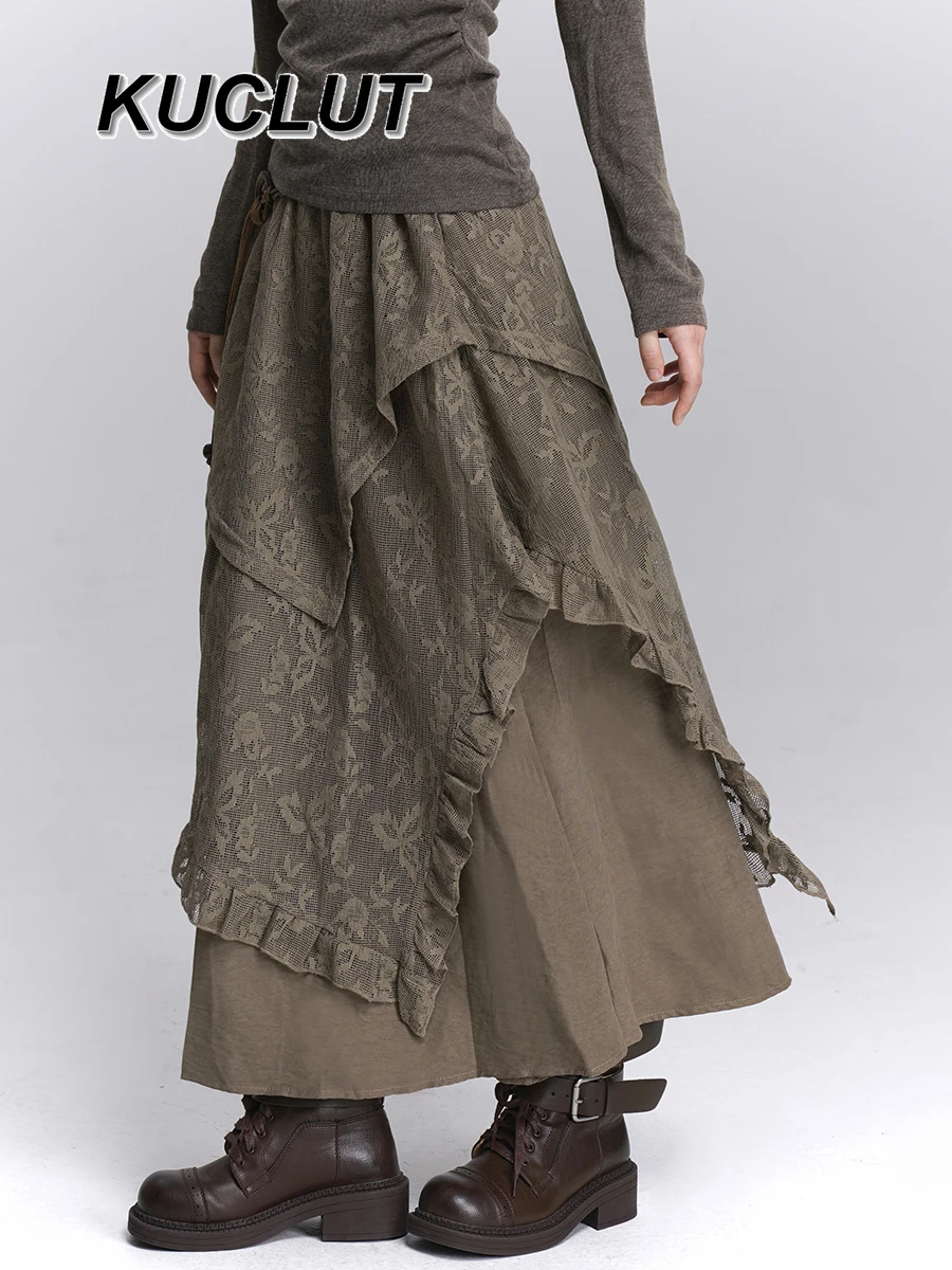 Girl Super Beautiful Spring Autumn Coffee Color Casual Skirts for Women Fashion Punk Style Ladies Cool Lace Long Skirt
Girl Super Beautiful Spring Autumn Coffee Color Casual Skirts for Women Fashion Punk Style Ladies Cool Lace Long Skirt