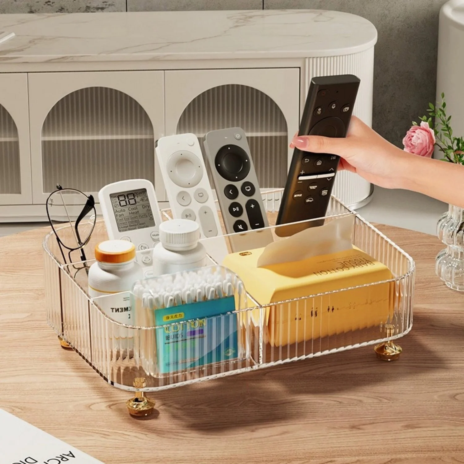 Desktop Organizer Rack Large Capacity Storage Holder For Cosmetic Jewelry Remote Control Tissue Light Luxury Organizer Rack