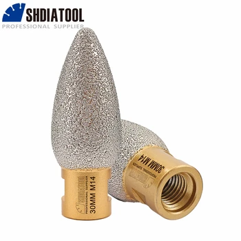 SHDIATOOL 다이아몬드 핑거 비트 브레이징 밀링 커터, 직경 30mm, 타일 스톤 그라인딩 홀 톱, 각인 조리대 확대 모양 M14