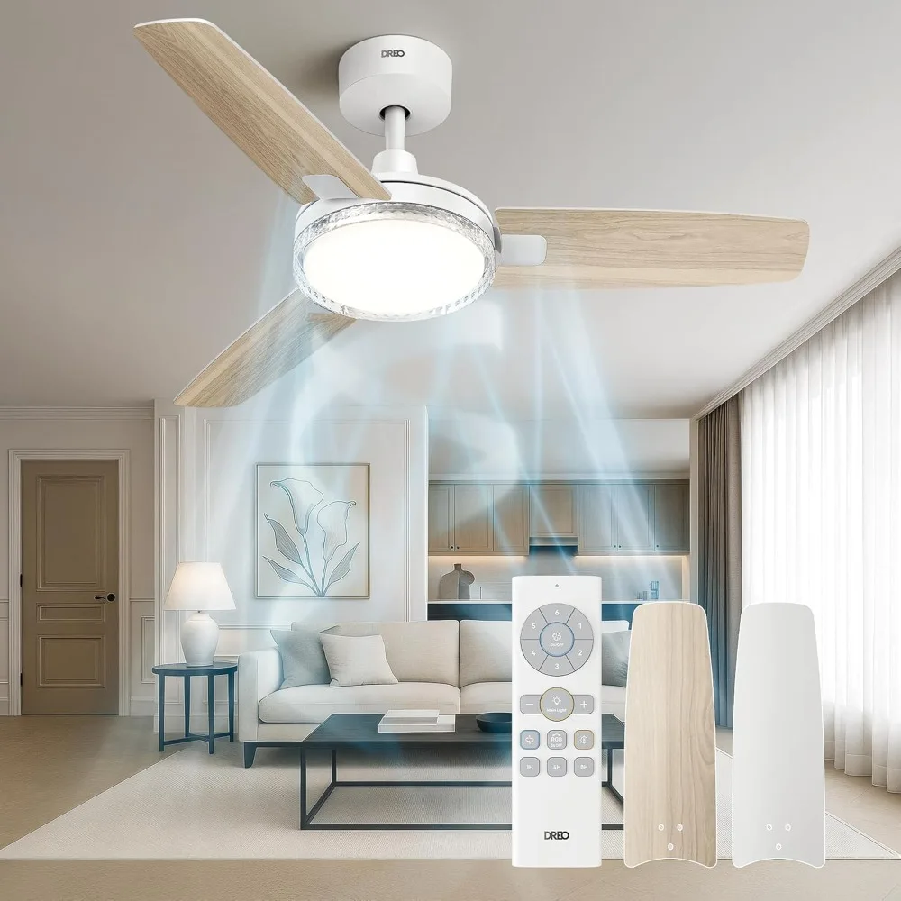 Ceiling Fans with Lights and Remote, 42'' White Ceiling Fan, 5CCT, 6-Level Dimmable, 6 Speeds, Quick-install
Ceiling Fans with Lights and Remote, 42'' White Ceiling Fan, 5CCT, 6-Level Dimmable, 6 Speeds, Quick-install