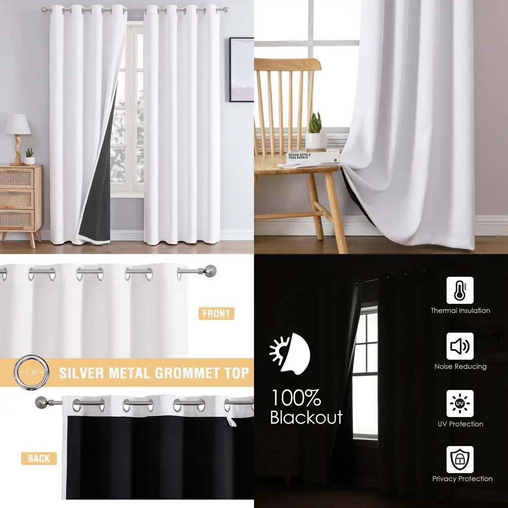 Плотные двухслойные светонепроницаемые шторы на люверсах, белые, 52x108
Плотные двухслойные светонепроницаемые шторы на люверсах, белые, 52x108