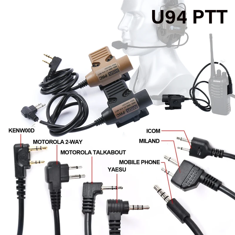 WADSN Military Tactical U94 PTT Headset Adapter For COMTAC Earmor Baofeng Kenwood Walkie Talkie Radio Motorola Midland ICOM YAES
WADSN Military Tactical U94 PTT Headset Adapter For COMTAC Earmor Baofeng Kenwood Walkie Talkie Radio Motorola Midland ICOM YAES