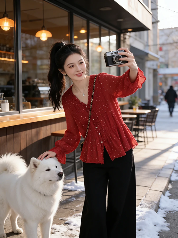 Korean Style Long Sleeve V-Neck Button up Casual Shirt Women's Spring Autumn New Lazy Fashion Versatile Loose Fit Top
Korean Style Long Sleeve V-Neck Button up Casual Shirt Women's Spring Autumn New Lazy Fashion Versatile Loose Fit Top