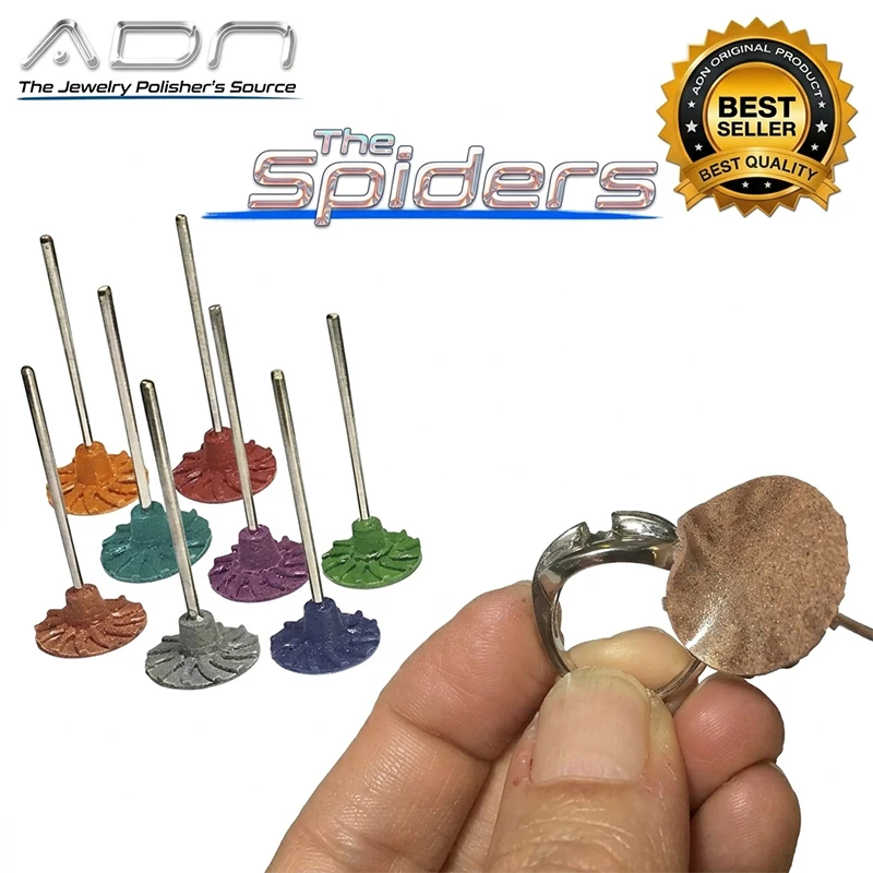 ADN Spider 23mm Flexible Rubber Polishing Disc 2.35mm Shank 150-1200 Grit Dry Grinding Wheel for Complex Jewelry Surface
ADN Spider 23mm Flexible Rubber Polishing Disc 2.35mm Shank 150-1200 Grit Dry Grinding Wheel for Complex Jewelry Surface