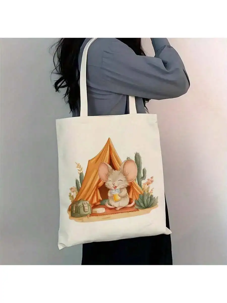 Whimsical Mouse Tent Canvas Tote Bag - Cute Cartoon Design With Cacti And Flowers, Durable Polyester Canvas For Daily Commute
Whimsical Mouse Tent Canvas Tote Bag - Cute Cartoon Design With Cacti And Flowers, Durable Polyester Canvas For Daily Commute