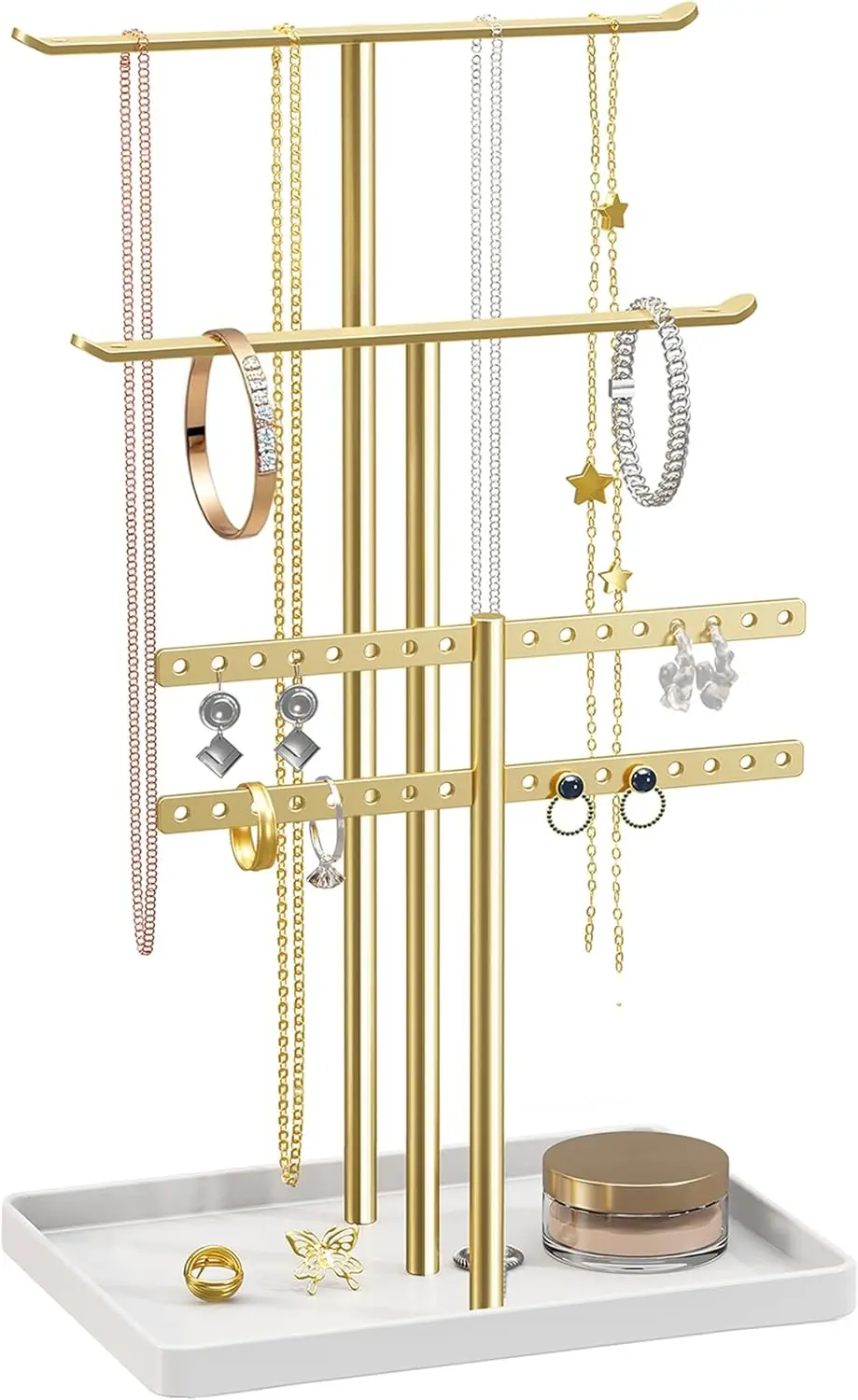 Jewelry Stand Holder Organizer: 14.5" Sturdy Hanger for 80 Pcs Jewelry, Gift for Women, Gold Jewlery Tower for Necklace, Earring, Bracelet
Jewelry Stand Holder Organizer: 14.5" Sturdy Hanger for 80 Pcs Jewelry, Gift for Women, Gold Jewlery Tower for Necklace, Earring, Bracelet