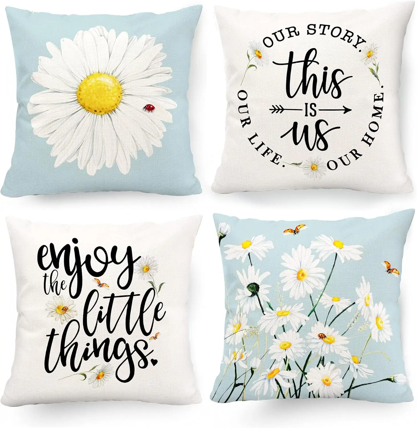 Spring Pillow Covers 18x18 Daisy Decor Outdoor Summer Couch Spring polyester Throw Pillow Cover Set of 4 Decorative Home Outdoor
Spring Pillow Covers 18x18 Daisy Decor Outdoor Summer Couch Spring polyester Throw Pillow Cover Set of 4 Decorative Home Outdoor