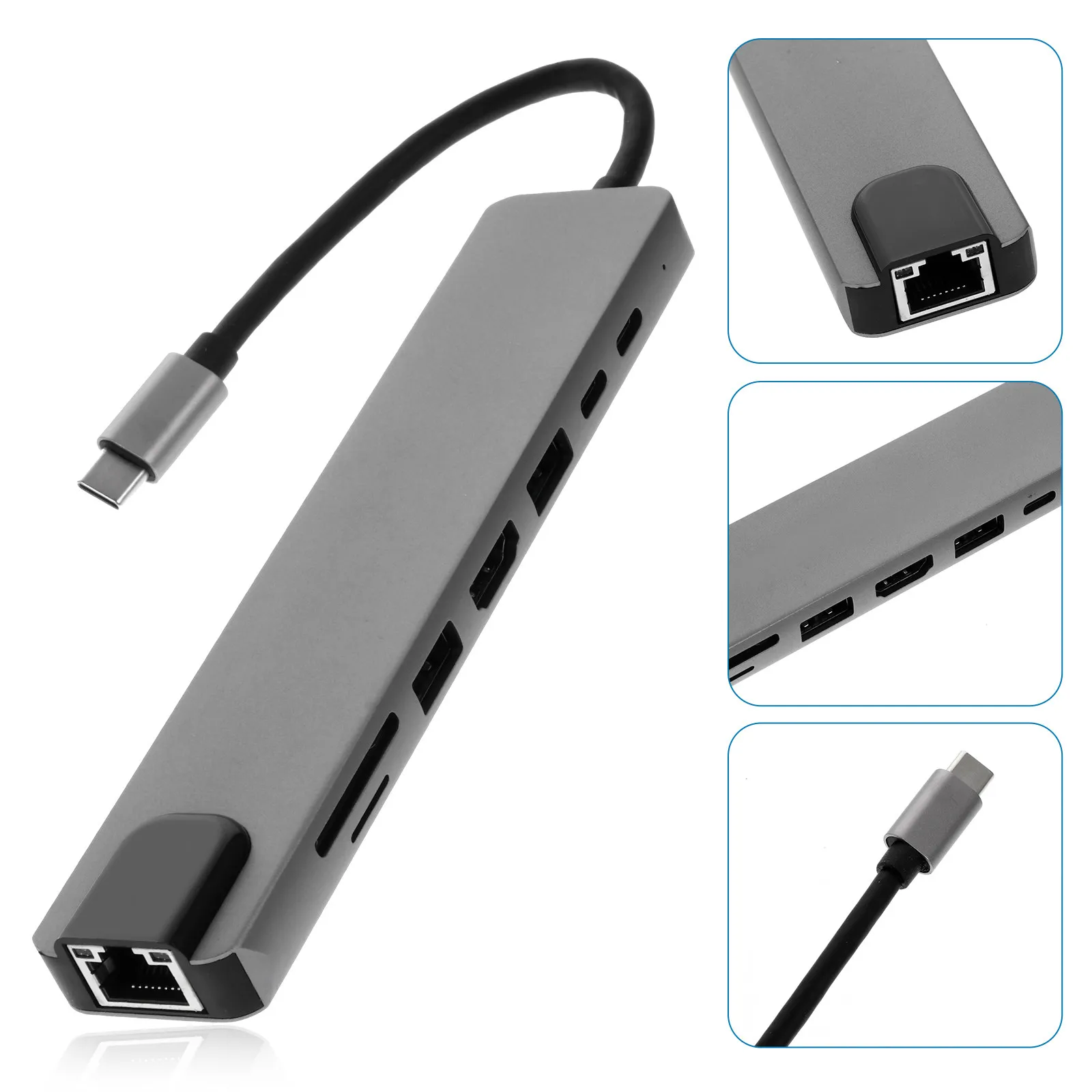 1Pcs Type C Docking Station 8-in-1 USB Hub Expansion Adapter for Laptop Phone Computer 4K High Definition Converter
1Pcs Type C Docking Station 8-in-1 USB Hub Expansion Adapter for Laptop Phone Computer 4K High Definition Converter