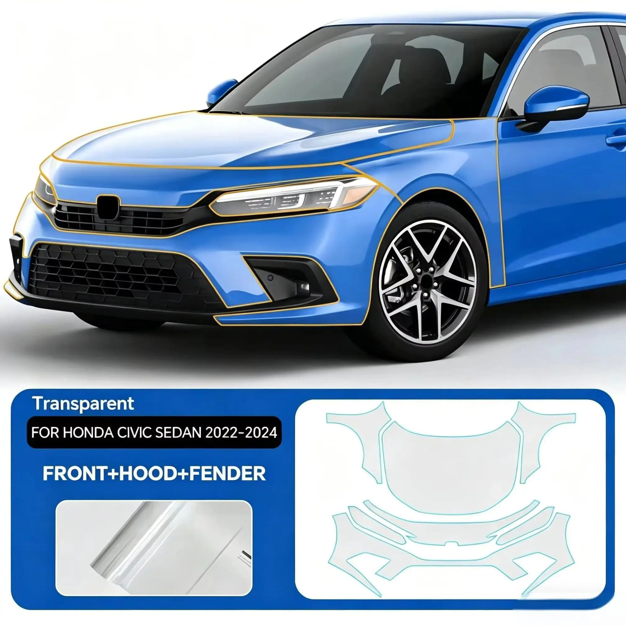 For Honda Civic Sedan 2022-2024 TPU Bumper Hood Pre-cut PPF Clear Paint Protective Film Custom Anti Scratch Self Healing Shield
For Honda Civic Sedan 2022-2024 TPU Bumper Hood Pre-cut PPF Clear Paint Protective Film Custom Anti Scratch Self Healing Shield