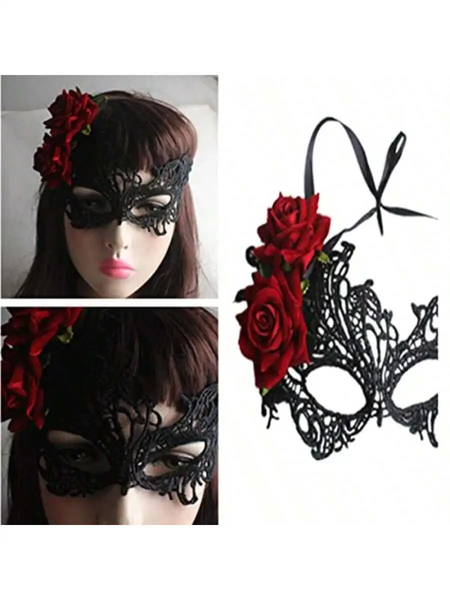 Black Lace Masquerade Mask With Red Rose For Women Party Cosplay Festival
Black Lace Masquerade Mask With Red Rose For Women Party Cosplay Festival