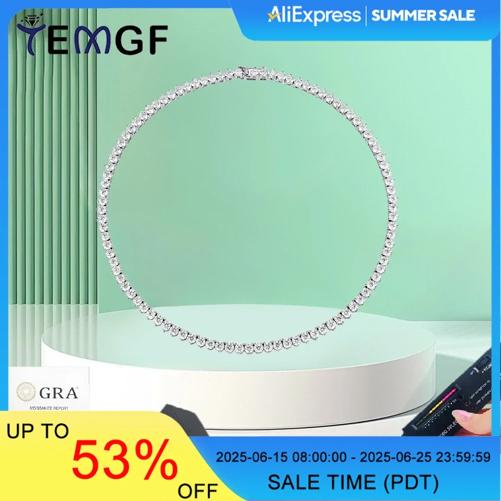 TEMGF Full Moissanite/Zircon Necklace 3mm/4mm/5mm Round Inlay 3 Prong 925 Sterling Silver Chain for Women Sparkling Fine Jewelry
TEMGF Full Moissanite/Zircon Necklace 3mm/4mm/5mm Round Inlay 3 Prong 925 Sterling Silver Chain for Women Sparkling Fine Jewelry
