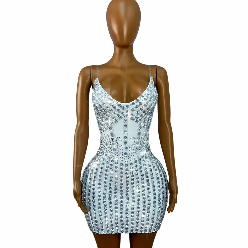 Sexy Twinkling Rhinestones Trim fit Suspenders Dress Women Elegant Evening Outfit Party Celebrate Fashion Show Gown Stage Wear
Sexy Twinkling Rhinestones Trim fit Suspenders Dress Women Elegant Evening Outfit Party Celebrate Fashion Show Gown Stage Wear