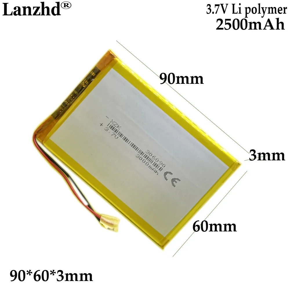1-12 pcs 3.7V Li polymer lithium battery For tablet computer power bank 3.7V battery cell 306090 2500mAh
1-12 pcs 3.7V Li polymer lithium battery For tablet computer power bank 3.7V battery cell 306090 2500mAh