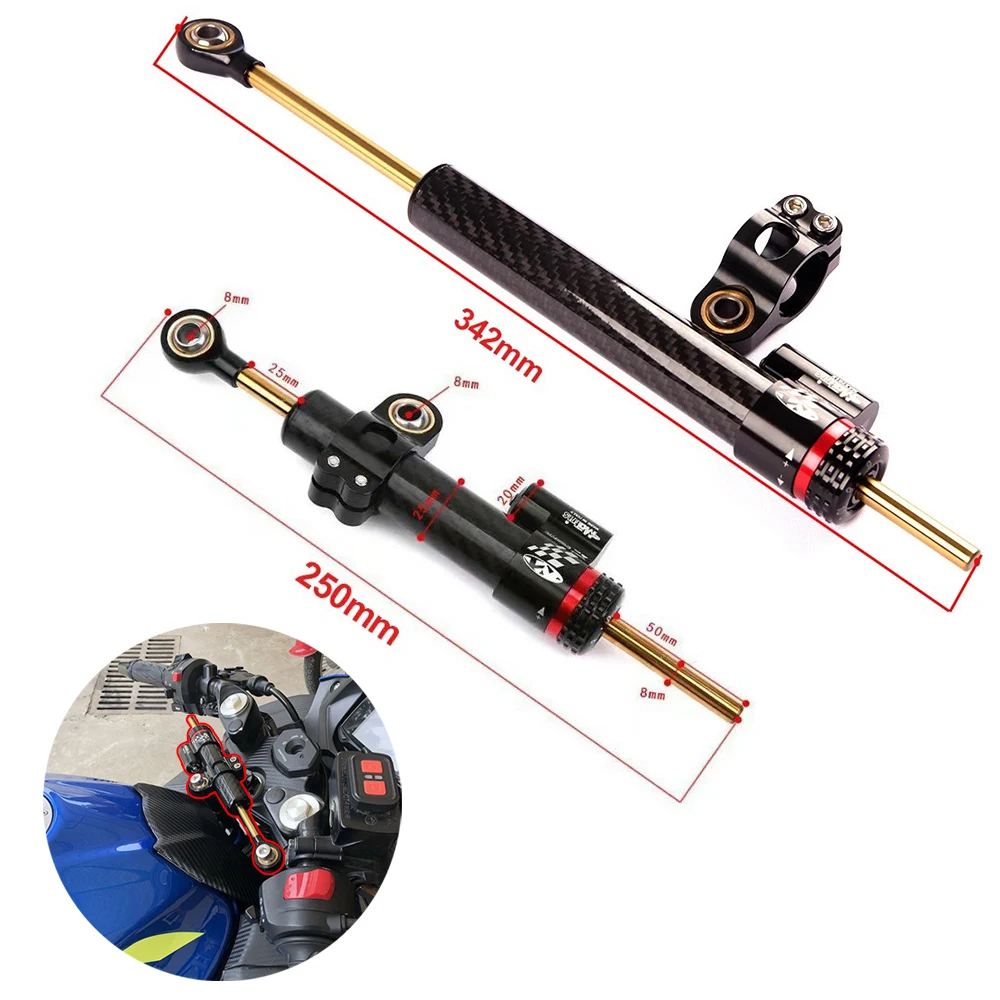 Регулируемый демпфер рулевого управления мотоцикла, стабилизатор рулевого управления 250 мм 342 мм для Honda Kawasaki Yamaha, текстура углеродного волокна
Регулируемый демпфер рулевого управления мотоцикла, стабилизатор рулевого управления 250 мм 342 мм для Honda Kawasaki Yamaha, текстура углеродного волокна