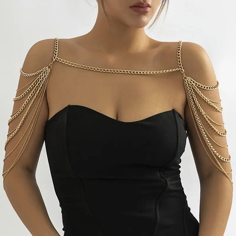 Women Summer Beach Punk Shoulder Body Chains Multi Layered Back Bikini Metal Tassel Arm Necklace Jewelry Accessories Party Prom
Women Summer Beach Punk Shoulder Body Chains Multi Layered Back Bikini Metal Tassel Arm Necklace Jewelry Accessories Party Prom