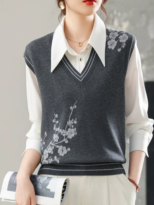 Ele V-Ne вязаный жилет, топ, модный свитер с скользями, многослойный женский свитер Faion для поездок на работу, полиэстер, шерсть, смесь хлопка
Ele V-Ne вязаный жилет, топ, модный свитер с скользями, многослойный женский свитер Faion для поездок на работу, полиэстер, шерсть, смесь хлопка