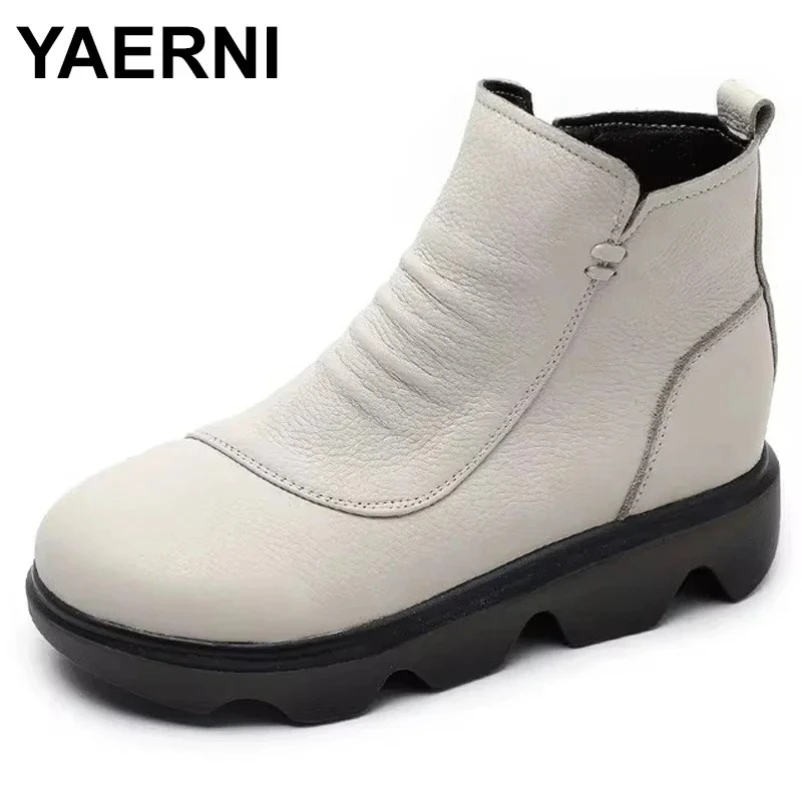 Женские ботильоны с дымоходом, зимние плюшевые весенне-осенние теплые ботинки до щиколотки из натуральной мягкой платформы на танкетке, обувь из натуральной кожи 
Женские ботильоны с дымоходом, зимние плюшевые весенне-осенние теплые ботинки до щиколотки из натуральной мягкой платформы на танкетке, обувь из натуральной кожи