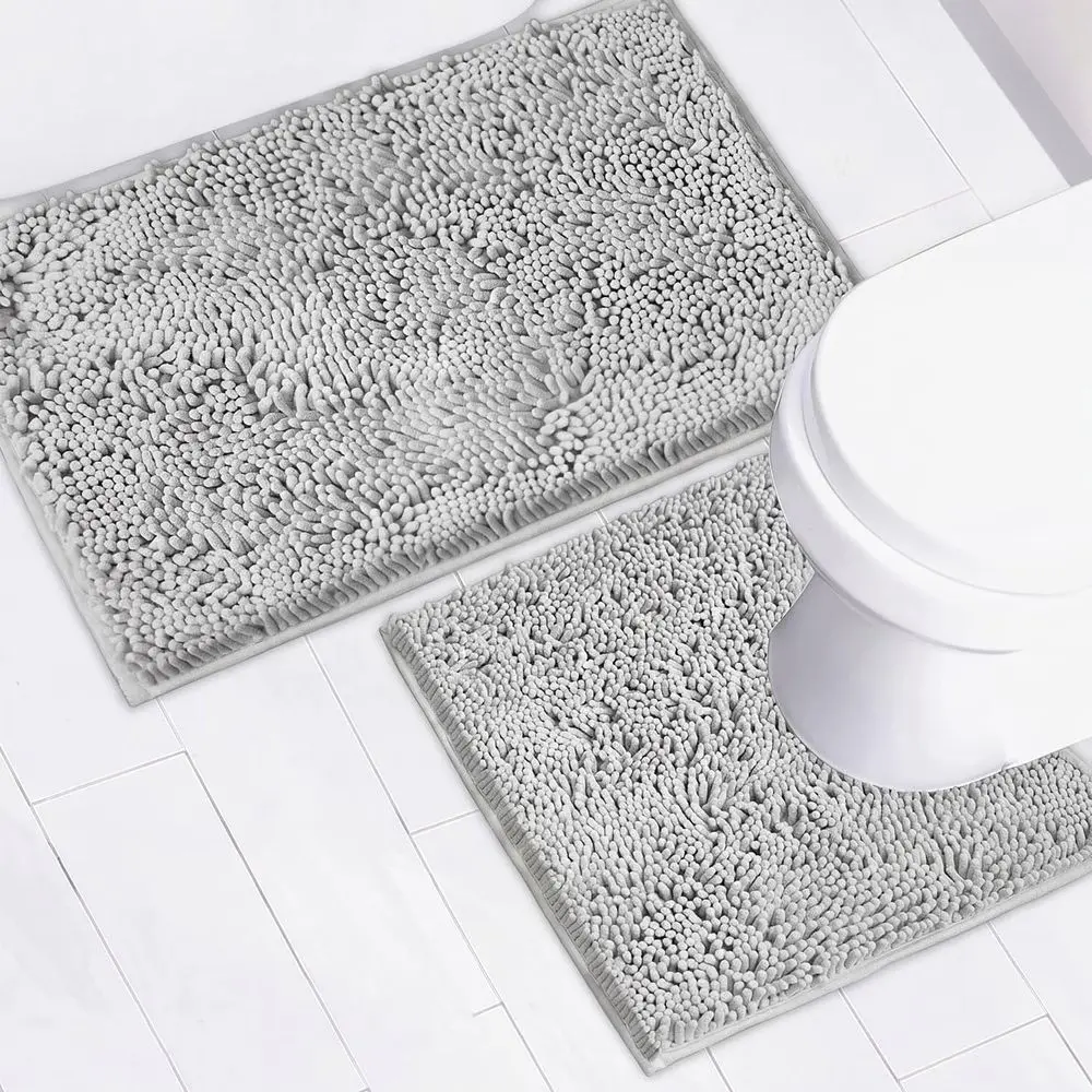 2-Piece Chenille Bath Mat Set, Ultra Absorbent, Non-Slip PVC Backing, Plush Shaggy Design, Washable for Bath and Toilet (Light G
2-Piece Chenille Bath Mat Set, Ultra Absorbent, Non-Slip PVC Backing, Plush Shaggy Design, Washable for Bath and Toilet (Light G