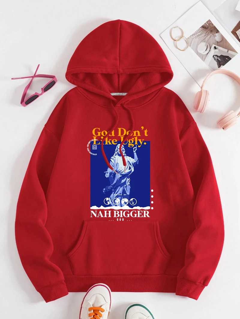 God Don'T Like Ugly Hoodies Womens Letter Printed Sweatshirts Loose Fleece Warm Pocket Streetwear Winter Casual Woman Clothes
God Don'T Like Ugly Hoodies Womens Letter Printed Sweatshirts Loose Fleece Warm Pocket Streetwear Winter Casual Woman Clothes