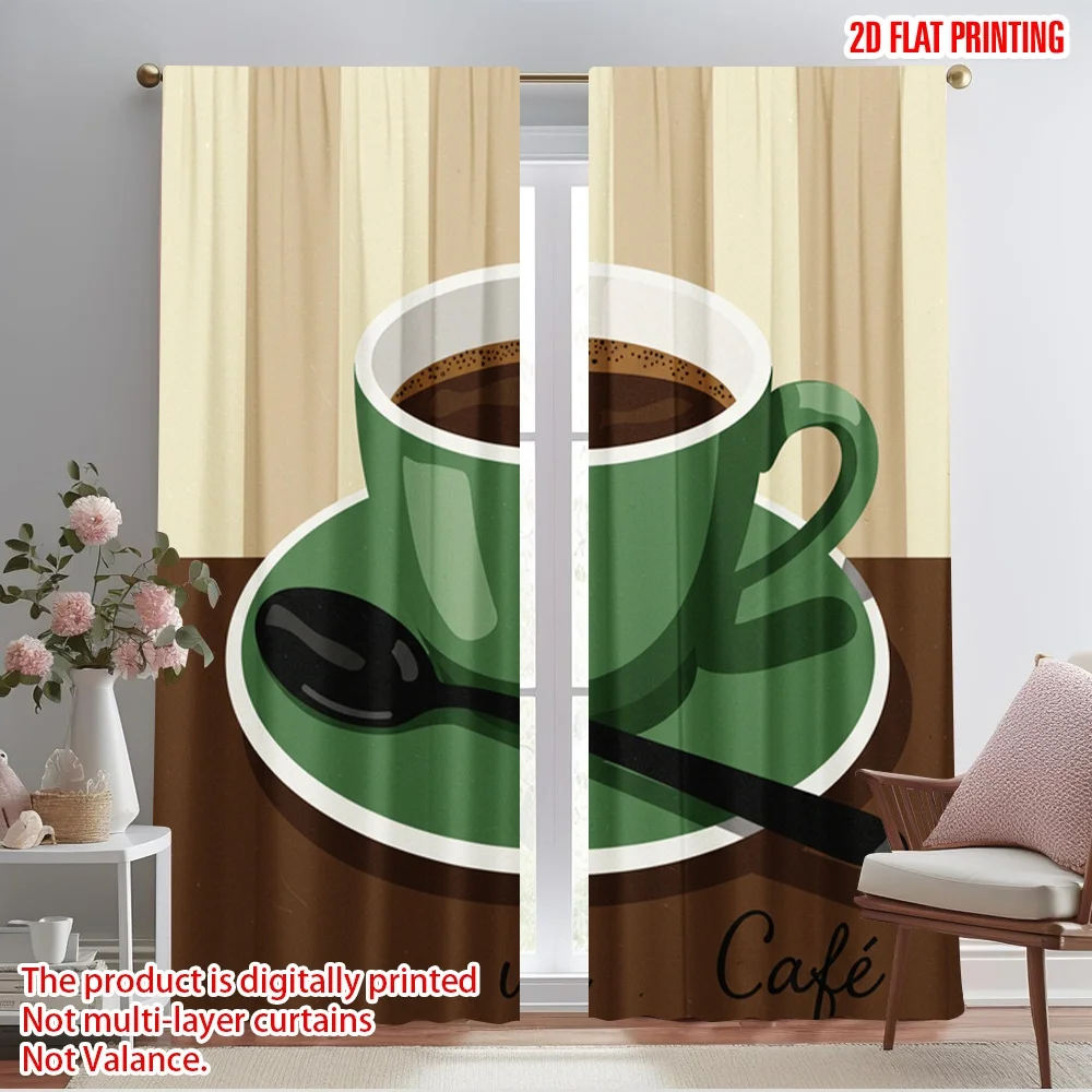 2pcs 2D flat printing Curtain Green Coffee Cup Spoon Fabric Without Electricity All Season Party & Holiday Decor Perfect for
2pcs 2D flat printing Curtain Green Coffee Cup Spoon Fabric Without Electricity All Season Party & Holiday Decor Perfect for